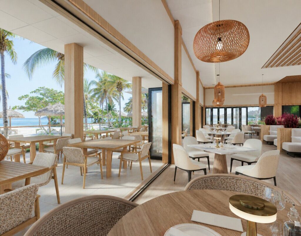 Palm & Spice restaurant with beach views